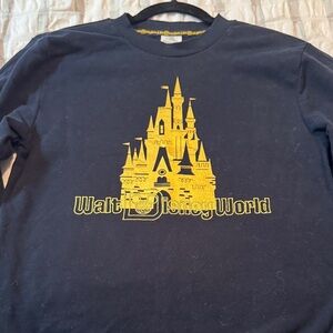 Disney Navy and Yellow Castle Crew Neck Sweater
